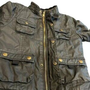 H&M Boy's Pleather Jacket Sz 2-3 Zip and Snap Up Fleece Lined 4 Pockets